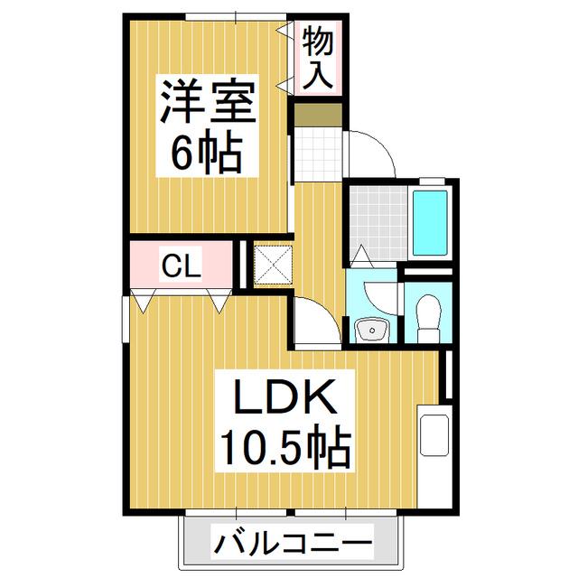 フラッツ朝陽B棟(1LDK/2階)の間取り写真
