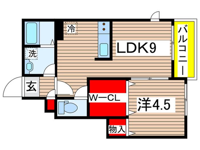 ローレルパティオ薬師堂(1LDK/1階)の間取り写真