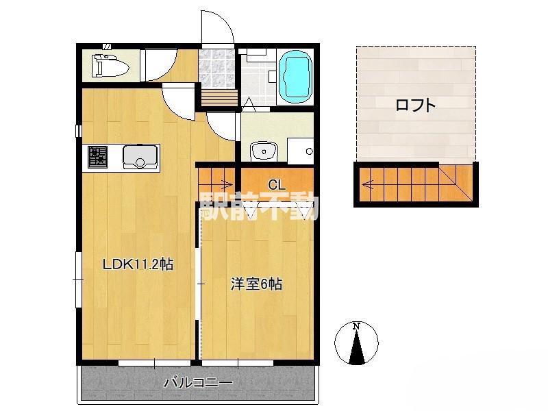 LADDER柳川(1LDK/2階)の間取り写真