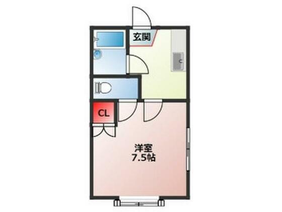 クリスタル12(1K/2階)の間取り写真