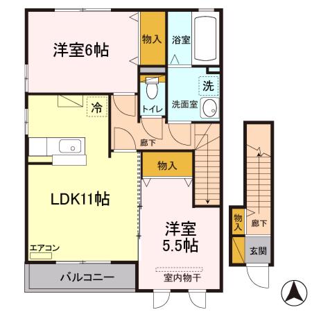 グラン ボヌール(2LDK/2階)の間取り写真