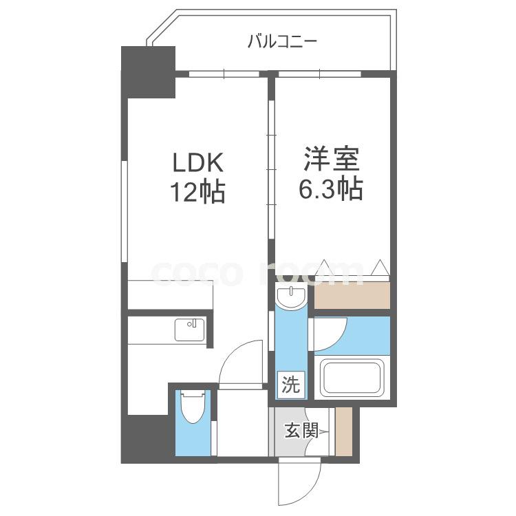 スプランディッド安土町(1LDK/13階)の間取り写真