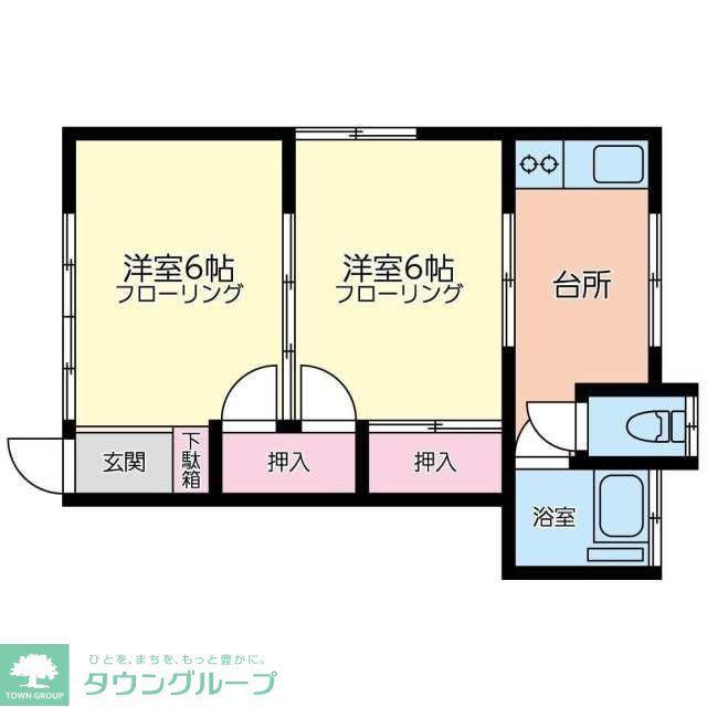 ユナイト生麦ブライアンの杜(2K/2階)の間取り写真
