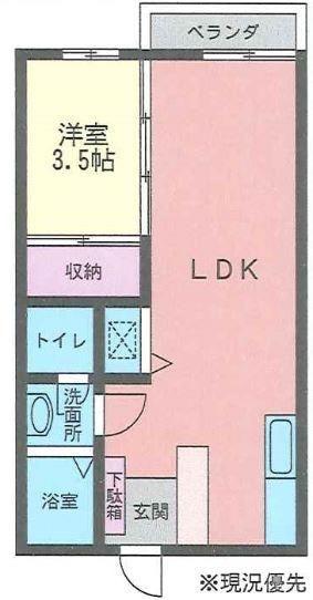 レジデンス座間(1LDK/1階)の間取り写真