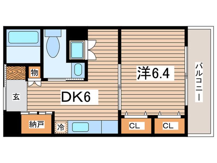 ルミエール綱島 1号館(1DK/2階)の間取り写真