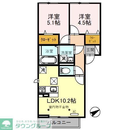 フェリーチェ(2LDK/1階)の間取り写真