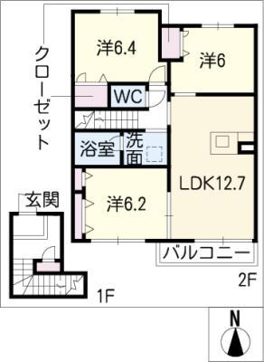 ヴィラ応時(3LDK/2階)の間取り写真