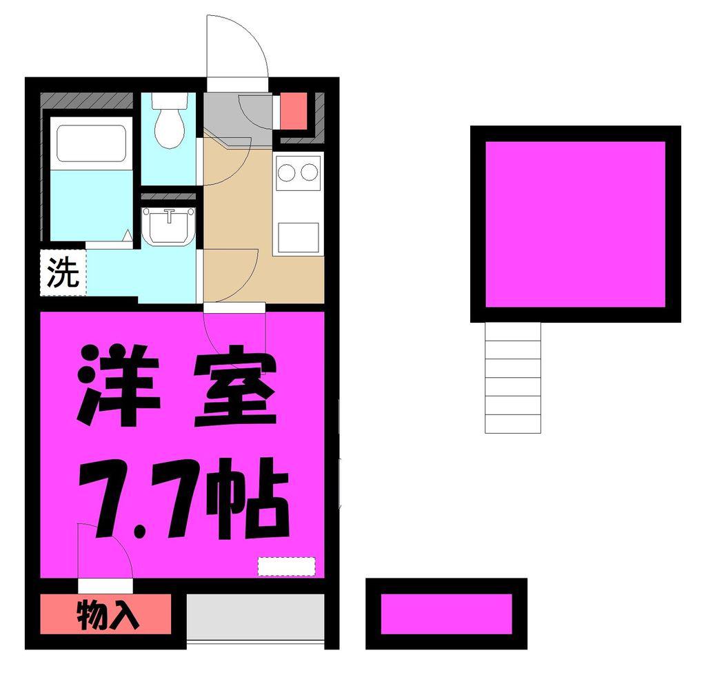 東武伊勢崎線 草加駅 徒歩8分 2階建 築13年(1K/1階)の間取り写真