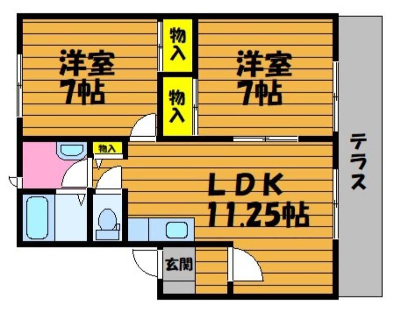 サンクレール(2LDK/1階)の間取り写真