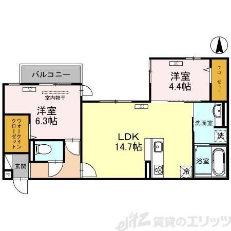 FLOURICHI(2LDK/2階)の間取り写真
