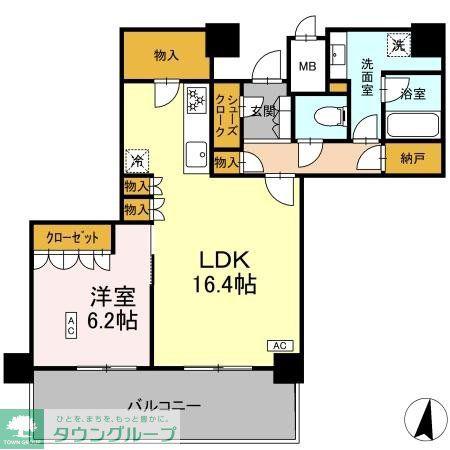 プレミスト天神赤坂タワー(1LDK/16階)の間取り写真