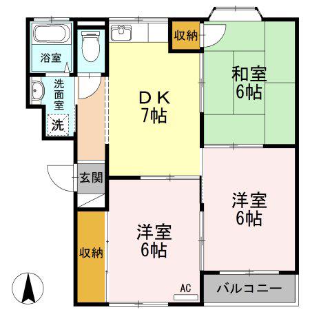 ウインズ西葛西B(3DK/2階)の間取り写真