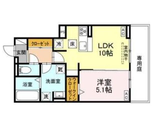 ルヴィータ川名(1LDK/1階)の間取り写真