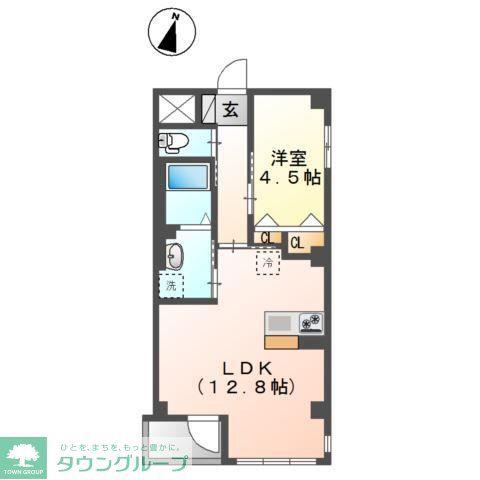 レガリア扇B棟(1LDK/3階)の間取り写真