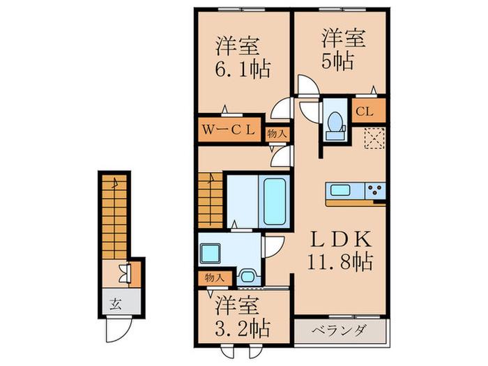 ギャラン大野井 A(3LDK/2階)の間取り写真