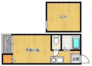 シティオ竹下 102(ワンルーム/1階)の間取り写真
