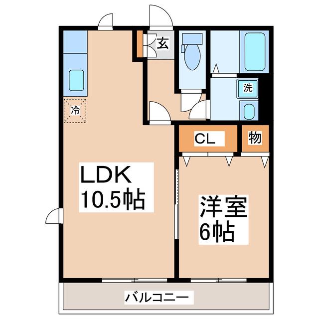 フラットスクエア(1LDK/2階)の間取り写真