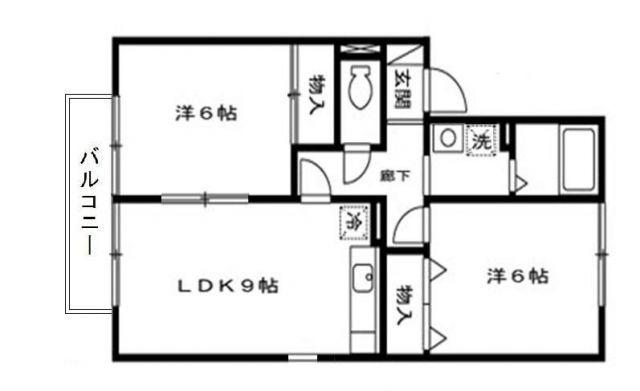 櫛田ハイツ(2LDK/2階)の間取り写真