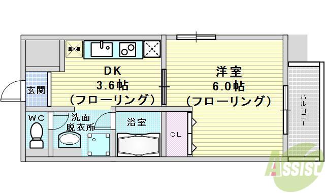 第17関根マンション(1DK/4階)の間取り写真