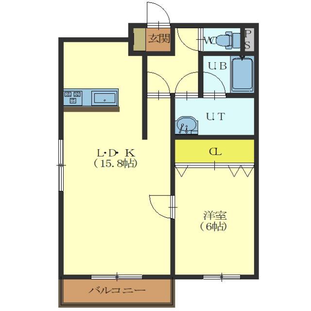 MARE CASA(1LDK/1階)の間取り写真