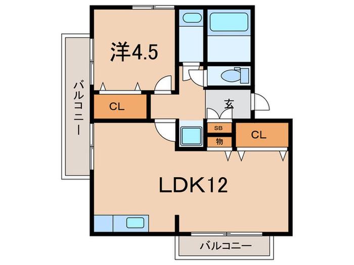 ドルフ武庫(1LDK/1階)の間取り写真