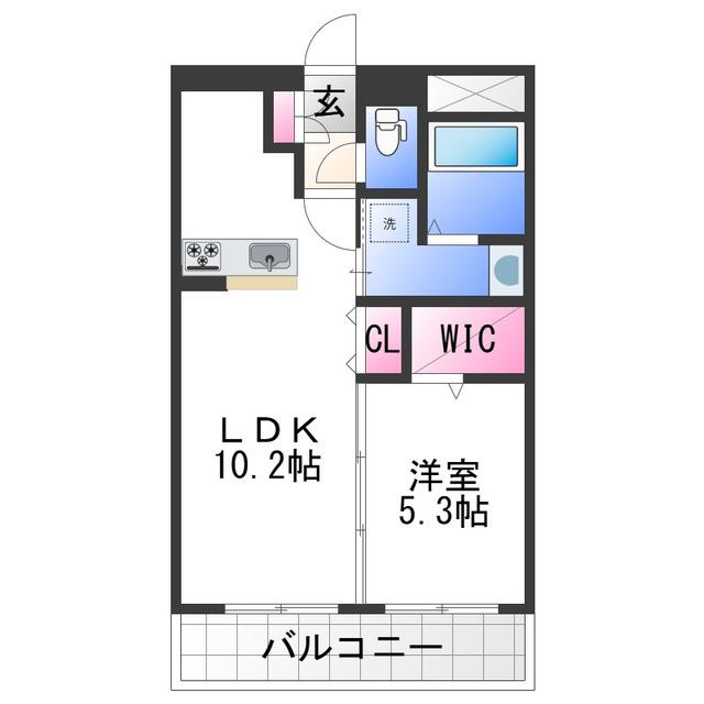 ユーミー三葛(1LDK/2階)の間取り写真