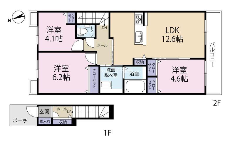 グレイスコート佐鳴台(3LDK/2階)の間取り写真