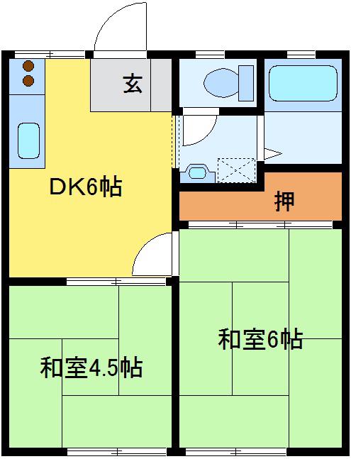 館野ハイツ(2DK/1階)の間取り写真