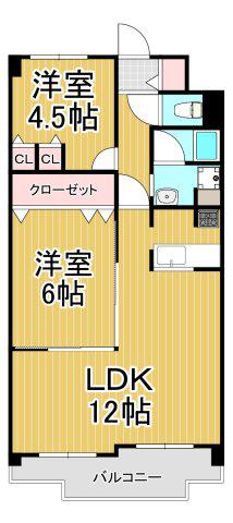 マイシティ伊丹壱番館(2LDK/9階)の間取り写真