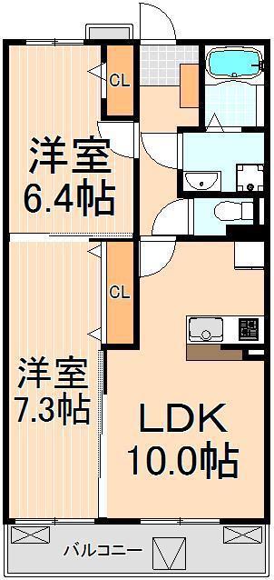 ポンドール(2LDK/1階)の間取り写真