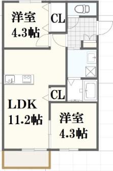 千里山4丁目PJ(2LDK/1階)の間取り写真