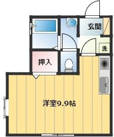 ラポール佐倉B棟(ワンルーム/1階)の間取り写真