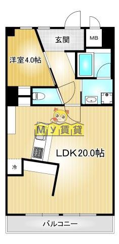 三旺マンション第6金山(1LDK/6階)の間取り写真