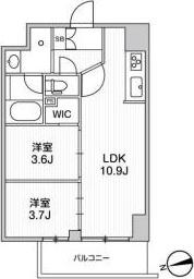 リテラス南千住サウス(2LDK/3階)の間取り写真