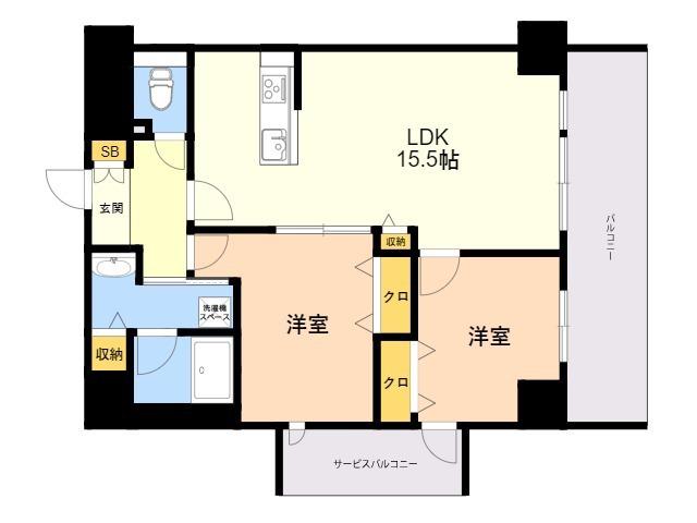 LEXUSGARDEN箱崎タワーズ ウエスト(2LDK/8階)の間取り写真
