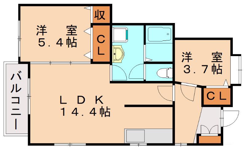 グランドステージII(2LDK/1階)の間取り写真