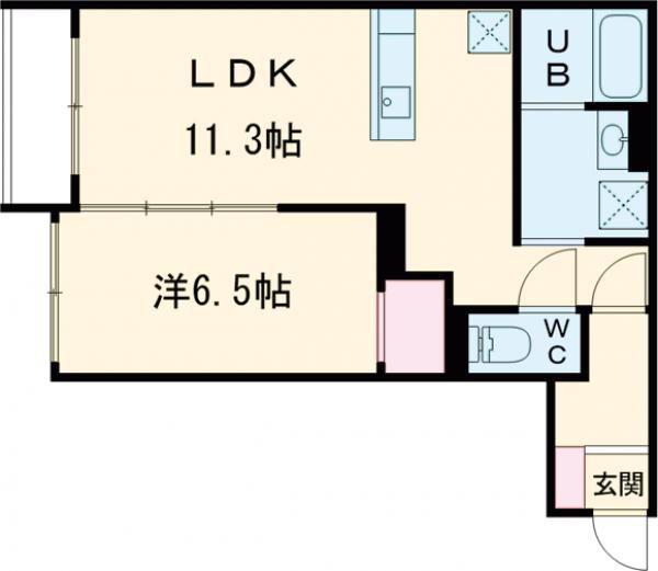 POEM千歳II(1LDK/2階)の間取り写真