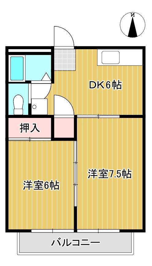 ウィステリア瀬戸(2DK/2階)の間取り写真
