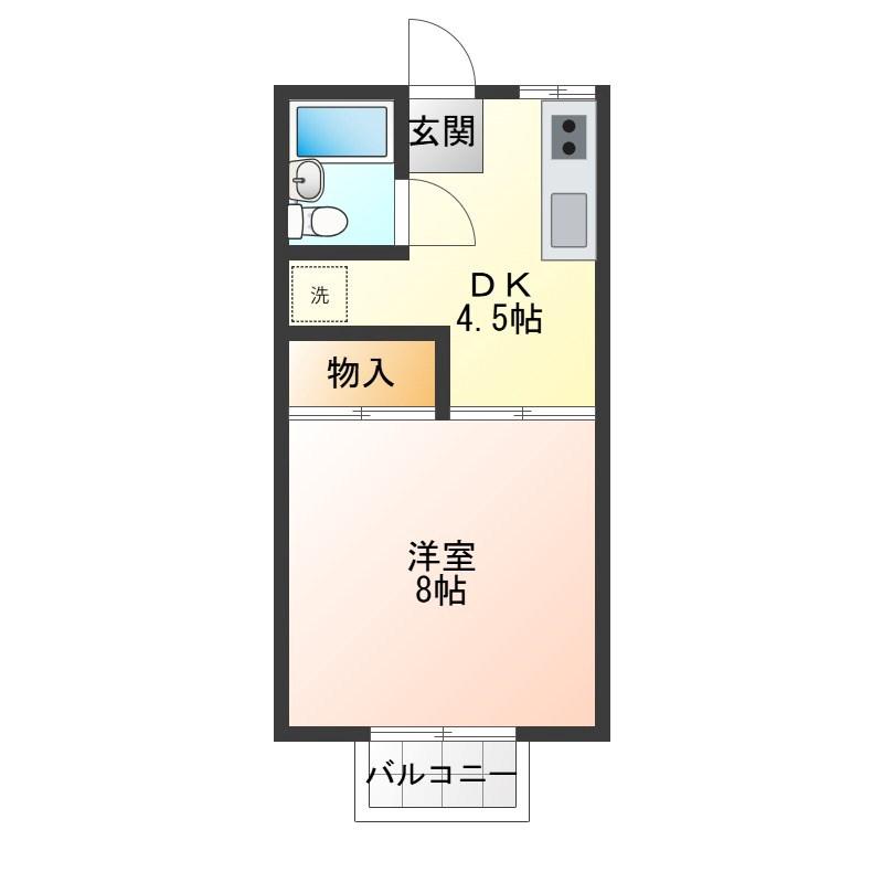 ハイツ栗崎(1DK/2階)の間取り写真
