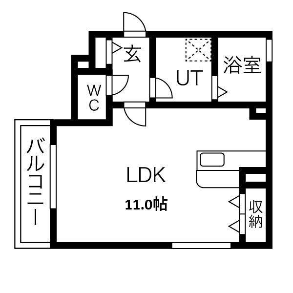 フォレストビレッジ大正町(ワンルーム/1階)の間取り写真