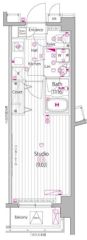 ガーラ・ヒルズ新宿(1K/4階)の間取り写真
