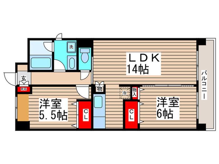 グレースコート市川妙典(2LDK/2階)の間取り写真