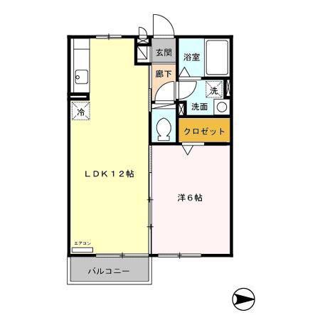 ロワール(1LDK/2階)の間取り写真