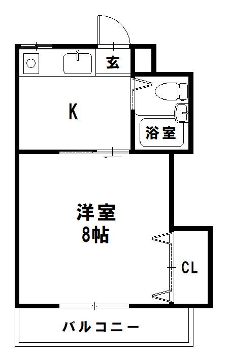 リバティN1(1K/2階)の間取り写真
