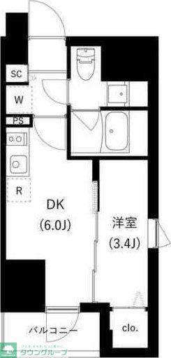WHARF駒込(1DK/12階)の間取り写真