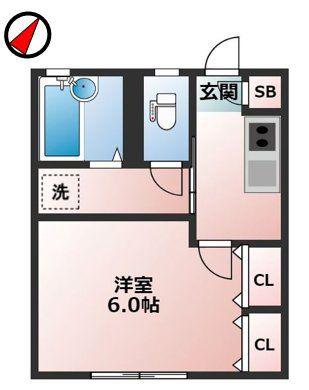コートハウスT2(1K/2階)の間取り写真
