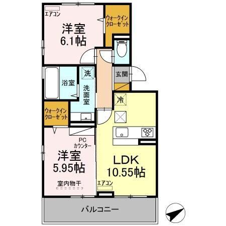 ブルームコート(2LDK/1階)の間取り写真