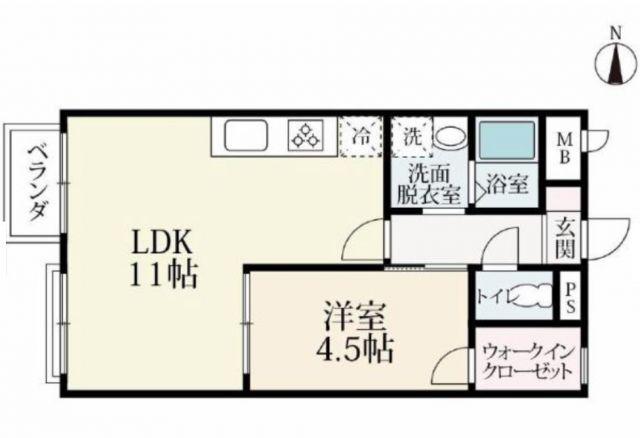 アムールHATTA(1LDK/2階)の間取り写真