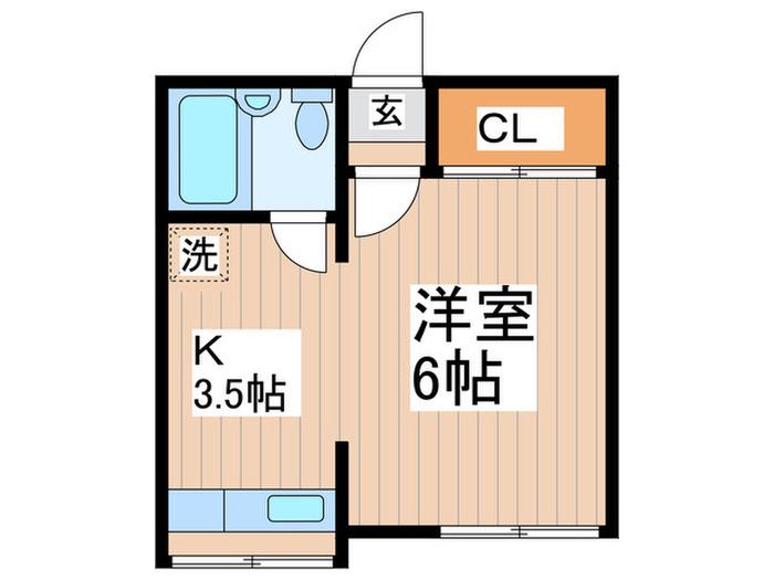 あさひハイツ(1K/2階)の間取り写真
