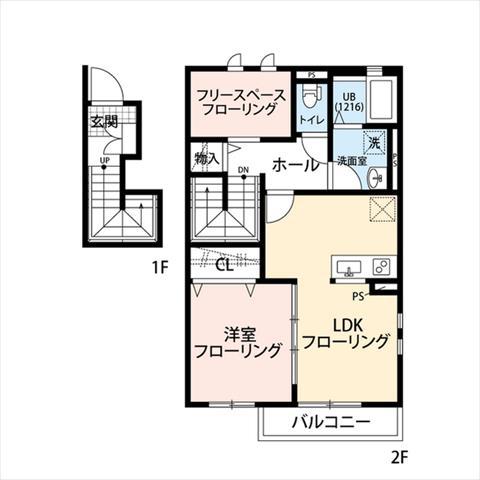 クレール シャイン(1SLDK/2階)の間取り写真